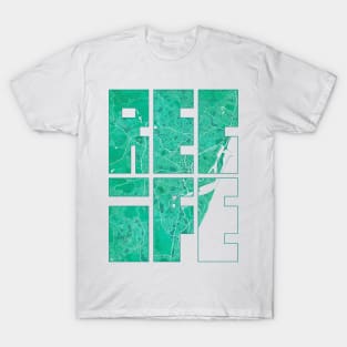 Recife, Pernambuco, Brazil City Map Typography - Watercolor T-Shirt